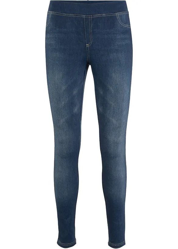 Jeggings Mid Waist in blau von vorne - bonprix