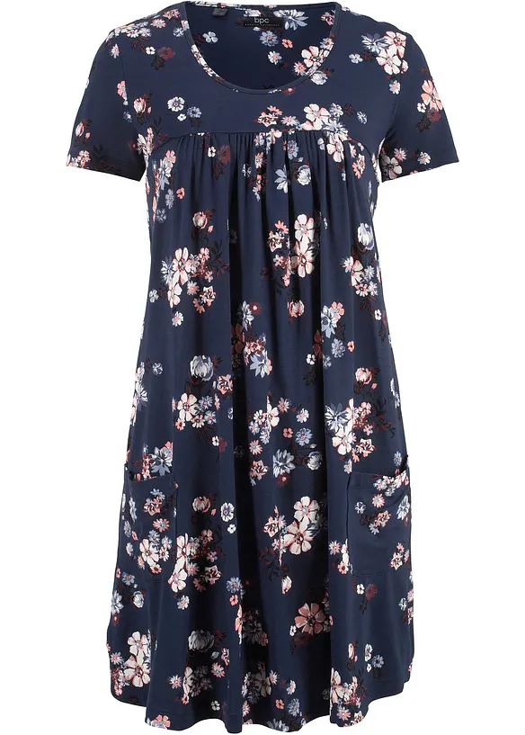 Kurzes Jerseykleid aus softem Viskose-Mix in blau von vorne - bonprix