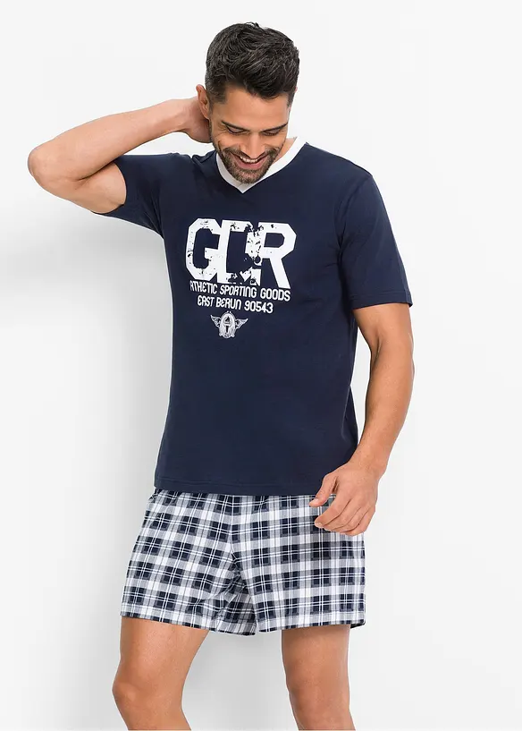 Shorty mit Baummwolle in blau von vorne (Totalaufnahme) - bonprix