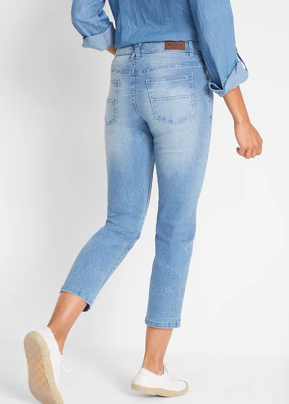 Slim-Fit-Jeans Mid Waist, cropped in blau von hinten - bonprix