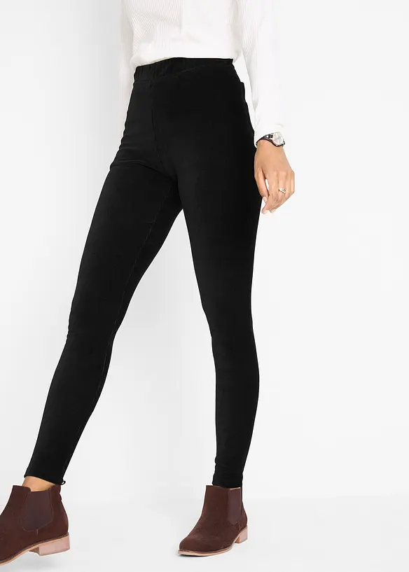 Feincord-Leggings mit breitem Komfortbund in schwarz von vorne - bonprix Feincord-Leggings mit breitem Komfortbund in schwarz von vorne - bonprix