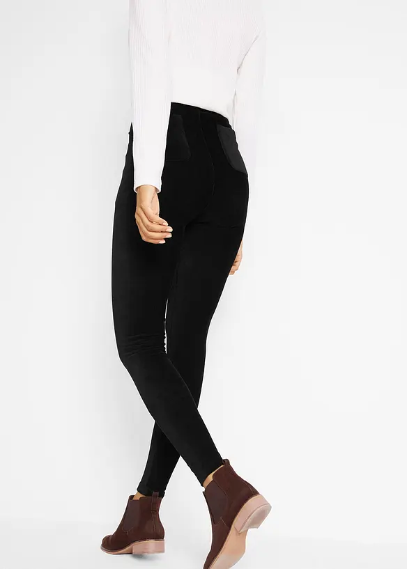 Feincord-Leggings mit breitem Komfortbund in schwarz von hinten - bonprix Feincord-Leggings mit breitem Komfortbund in schwarz von hinten - bonprix
