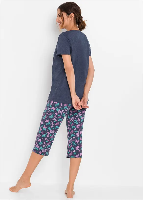 Capri Pyjama in blau von hinten (Totalaufnahme) - bonprix