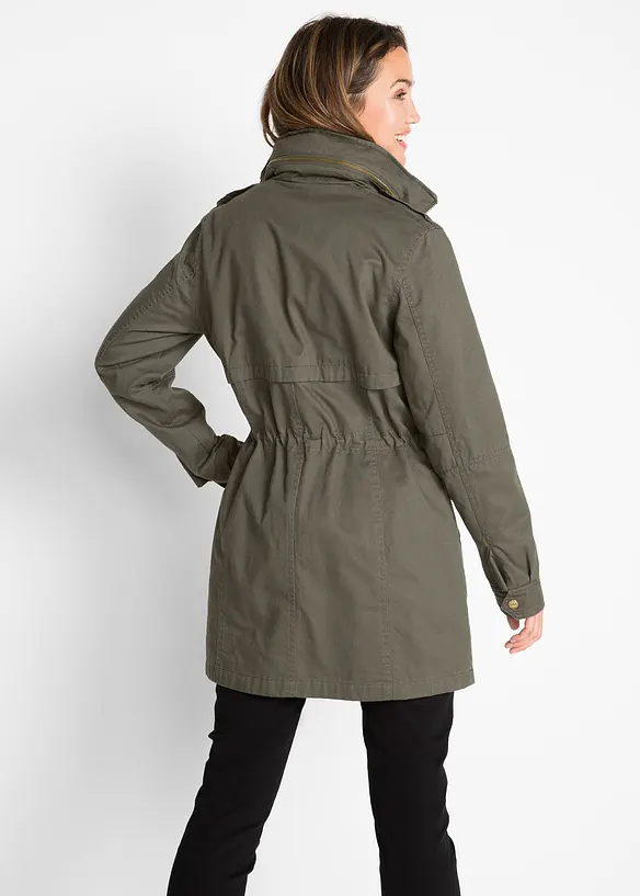 Baumwoll Parka mit Jerseyfutter in grün von hinten (im Anschnitt) - bonprix
