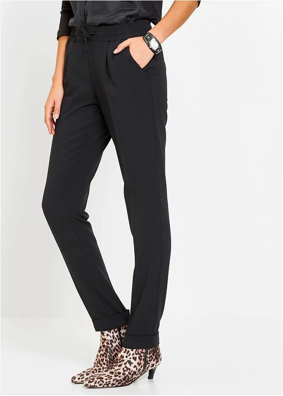 Hose mit Rundumgummizug in schwarz von vorne - bonprix