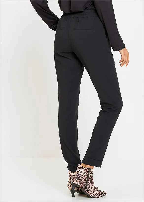 Hose mit Rundumgummizug in schwarz von hinten - bonprix