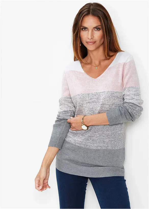 Premium Pullover mit Cashmere-Anteil in rosa von vorne (im Anschnitt) - bonprix