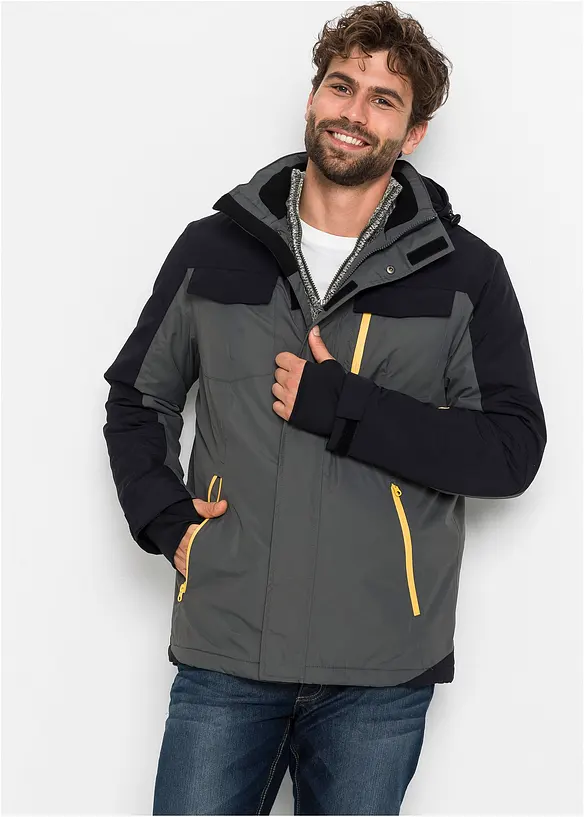 Winter-Funktionsjacke in grau von vorne (im Anschnitt) - bonprix