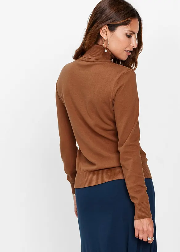 Rollkragenpullover in braun von hinten (im Anschnitt) - bonprix