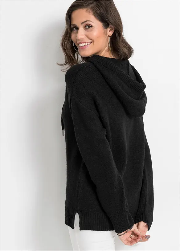 Oversize-Pullover in schwarz von hinten (im Anschnitt) - bonprix