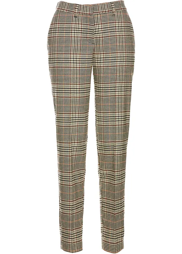 Stretch-Hose mit Karomuster in braun von vorne - bonprix