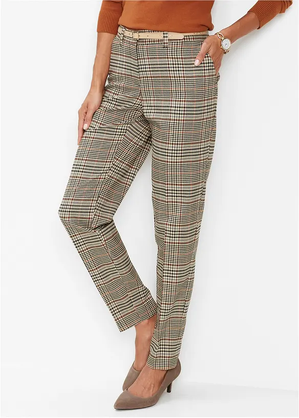 Stretch-Hose mit Karomuster in braun von vorne - bonprix