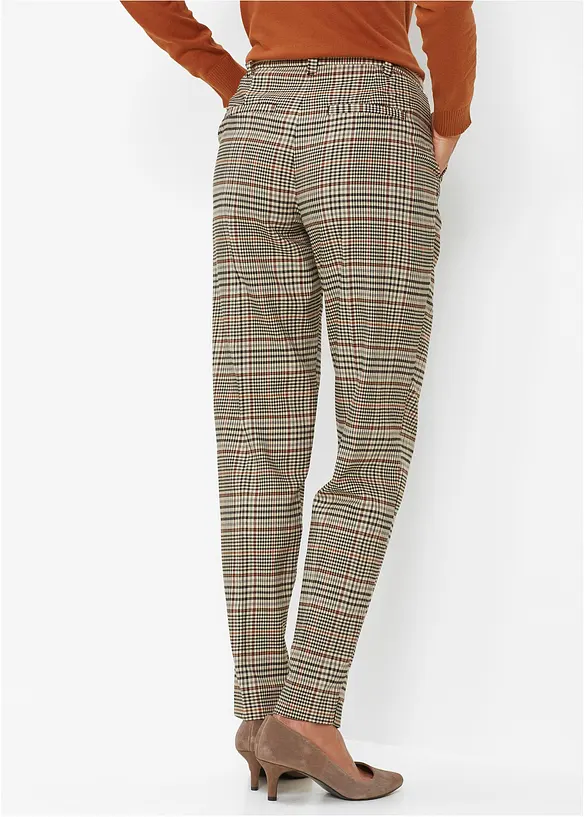 Stretch-Hose mit Karomuster in braun von hinten - bonprix