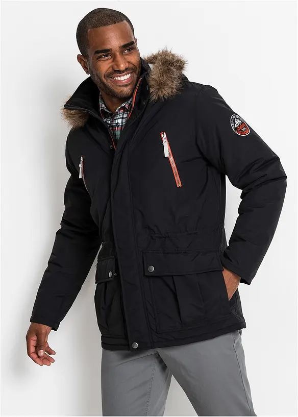 Wasserabweisender Parka in schwarz von vorne (im Anschnitt) - bonprix