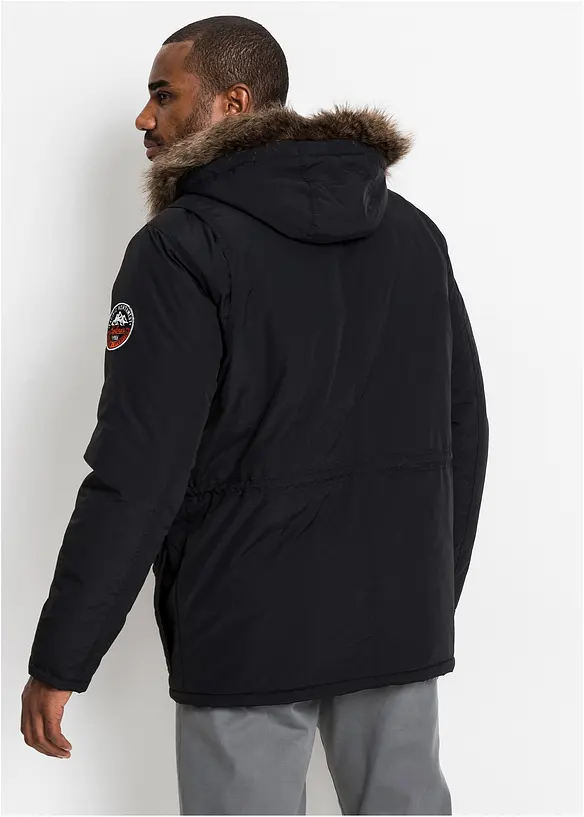 Wasserabweisender Parka in schwarz von hinten (im Anschnitt) - bonprix