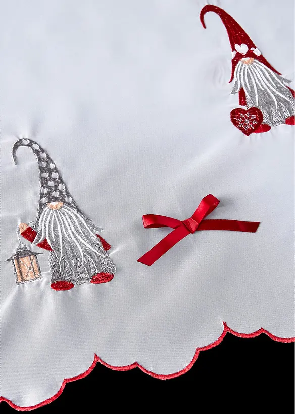 Scheibengardine mit weihnachtlicher Stickerei in weiß Detailaufnahme vom Material - bonprix