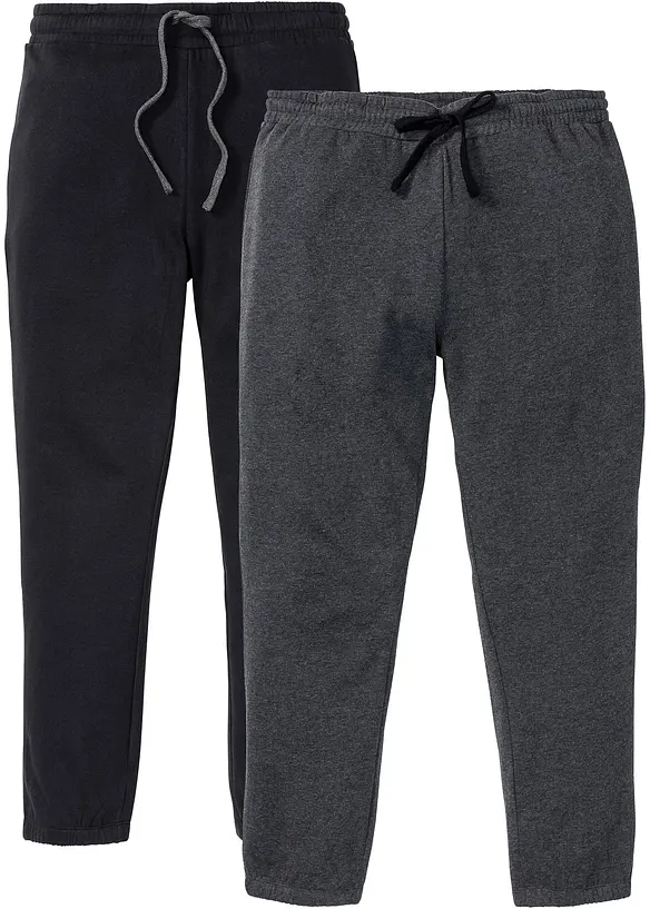 Jogginghose (2er Pack) in schwarz von vorne - bonprix