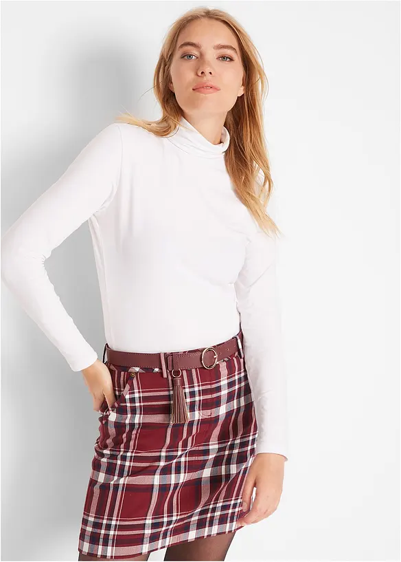 Langarmshirt mit  reiner Bio-Baumwolle in weiß von vorne (im Anschnitt) - bonprix