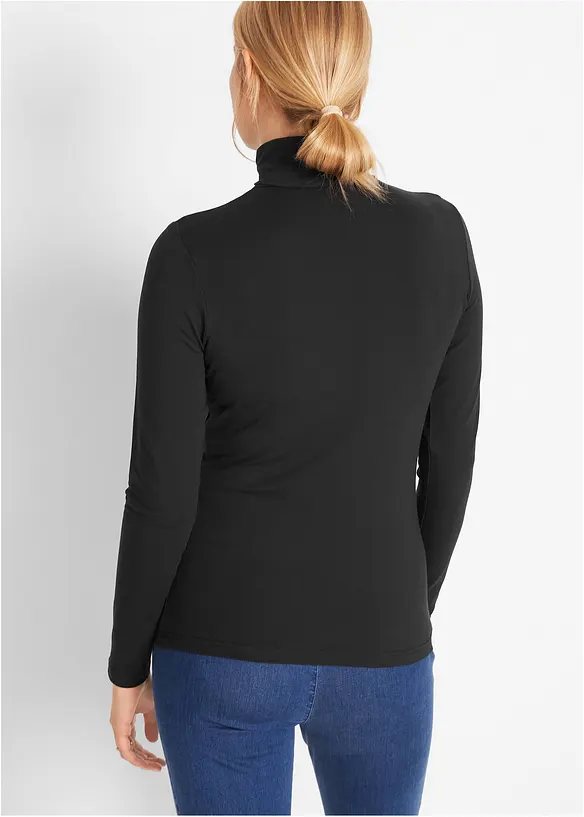 Langarmshirt mit  reiner Bio-Baumwolle in schwarz von hinten (im Anschnitt) - bonprix