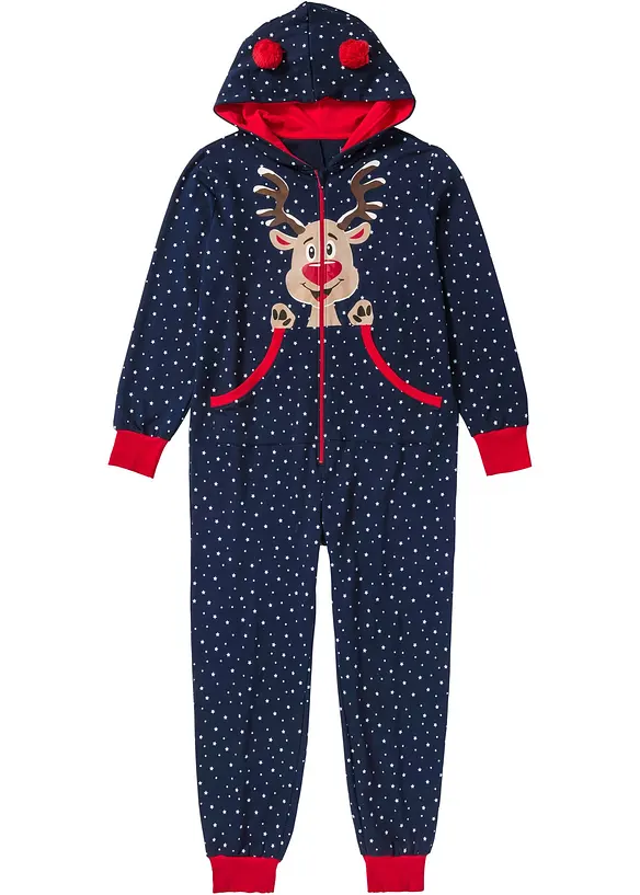 Loungewear Overall aus Sweatware in blau von vorne - bonprix