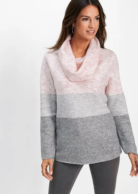 Rollkragenpullover in rosa von vorne (im Anschnitt) - bonprix Rollkragenpullover in rosa von vorne (im Anschnitt) - bonprix
