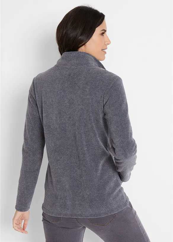 Fleecejacke mit Stehkragen in grau von hinten (im Anschnitt) - bonprix Fleecejacke mit Stehkragen in grau von hinten (im Anschnitt) - bonprix