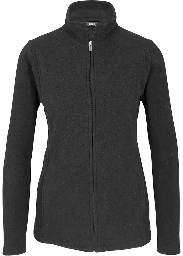 Fleecejacke mit Stehkragen in schwarz von vorne - bonprix Fleecejacke mit Stehkragen in schwarz von vorne - bonprix