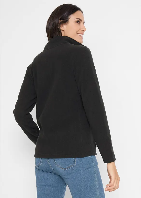 Fleecejacke mit Stehkragen in schwarz von hinten (im Anschnitt) - bonprix Fleecejacke mit Stehkragen in schwarz von hinten (im Anschnitt) - bonprix