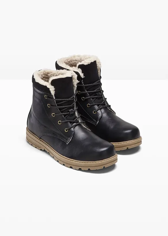 Gefütterte Schnürboots in schwarz - bonprix