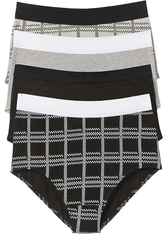 Highwaist Slip (4er Pack) mit Bio-Baumwolle in schwarz von vorne - bonprix