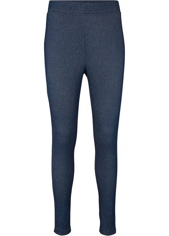 Thermo-Kuschelleggings in Jeansoptik in blau von vorne - John Baner JEANSWEAR