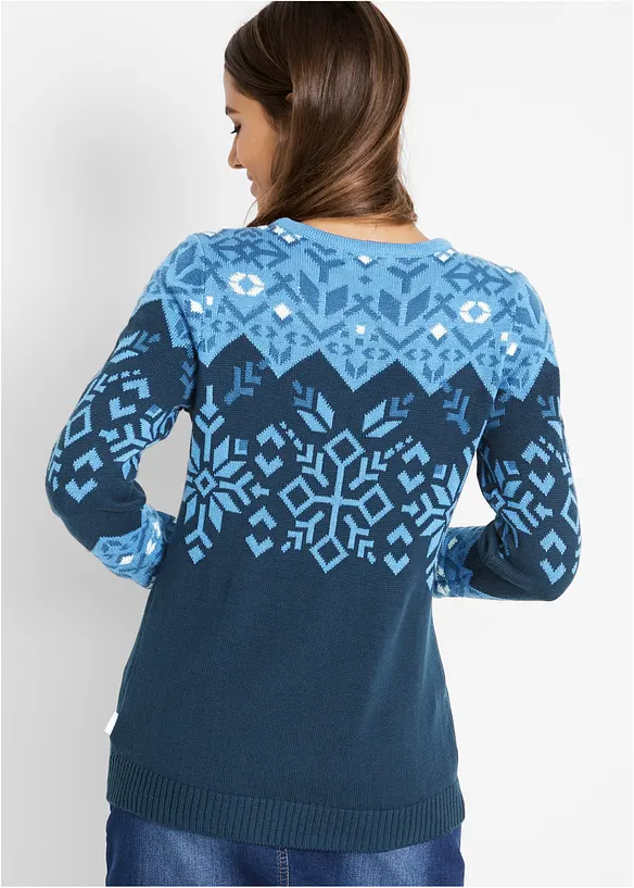 Pullover mit Norwegermuster in blau von hinten (im Anschnitt) - bonprix Pullover mit Norwegermuster in blau von hinten (im Anschnitt) - bonprix