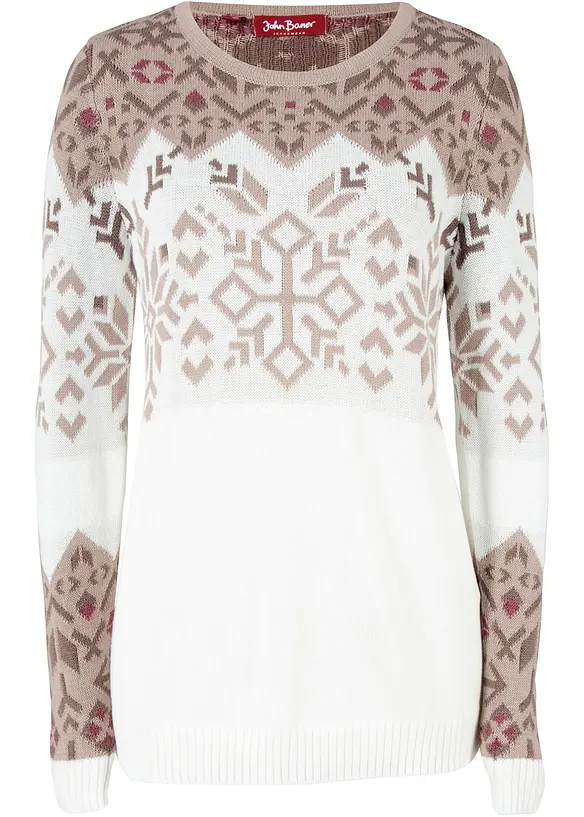 Pullover mit Norwegermuster in weiß von vorne - bonprix Pullover mit Norwegermuster in weiß von vorne - bonprix