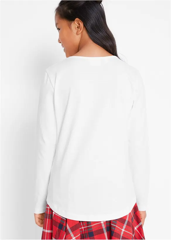 Langarmshirt aus reiner Bio-Baumwolle mit Wendepailletten in weiß von hinten (im Anschnitt) - bonprix