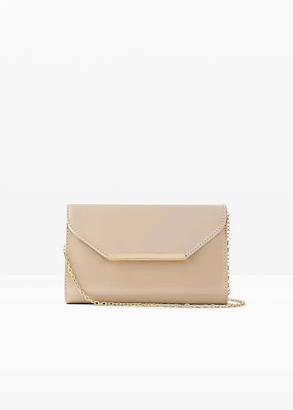 Clutch in Lackoptik in beige von vorne - bonprix