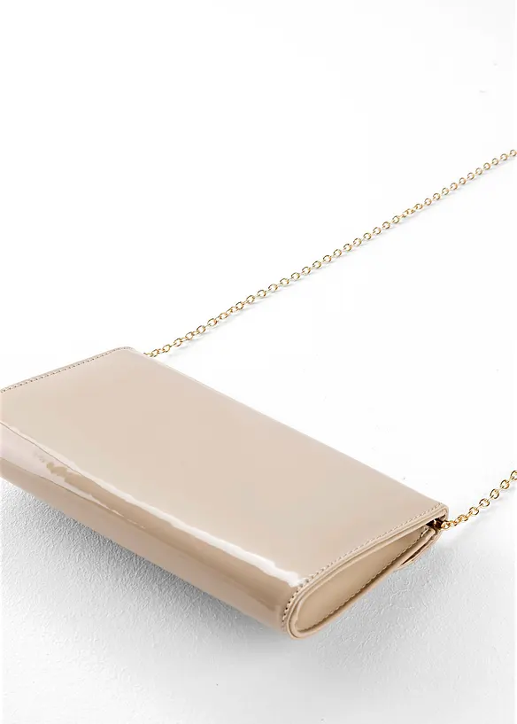 Clutch in Lackoptik in beige von hinten - bonprix