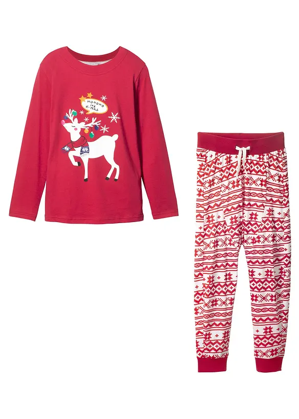 Pyjama aus weicher Baumwolle (2-tlg. Set) in weiß von vorne - bonprix