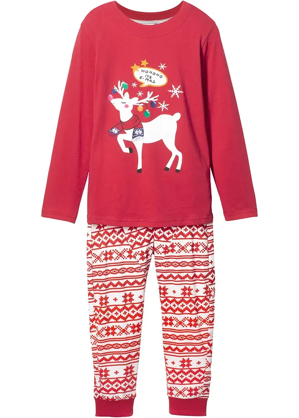 Pyjama aus weicher Baumwolle (2-tlg. Set) in weiß von vorne - bonprix
