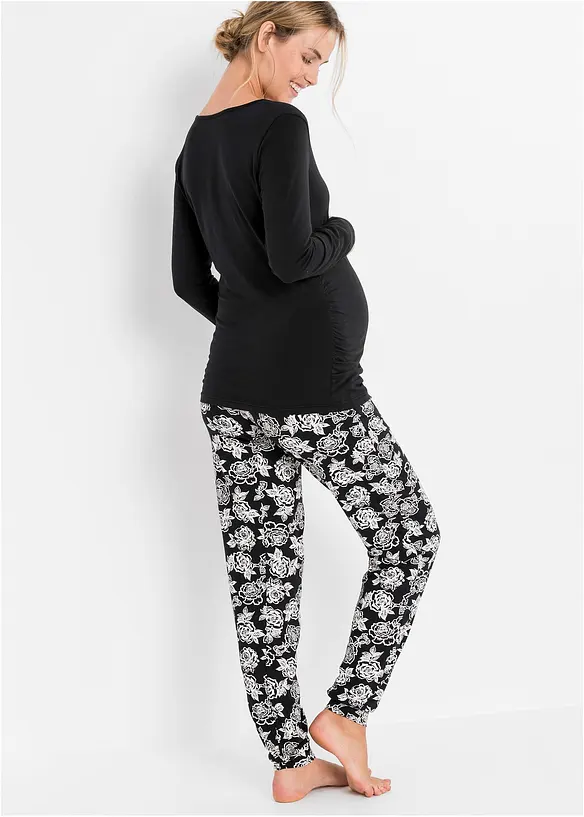Still-Pyjama mit Bio-Baumwolle in schwarz von hinten (Totalaufnahme) - bonprix