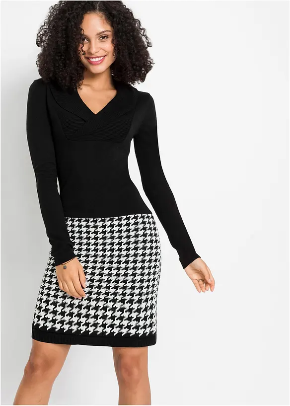 Strickkleid in schwarz von vorne (Totalaufnahme) - bonprix