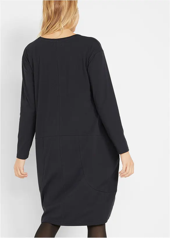 Jerseykleid in O-Shape in schwarz von hinten (Totalaufnahme) - bonprix