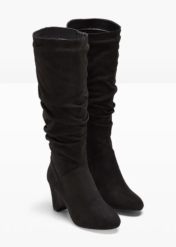 Stiefel mit Raffung in schwarz - bonprix Stiefel mit Raffung in schwarz - bonprix
