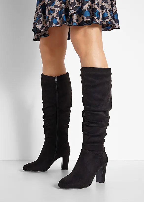 Stiefel mit Raffung in schwarz - bonprix Stiefel mit Raffung in schwarz - bonprix
