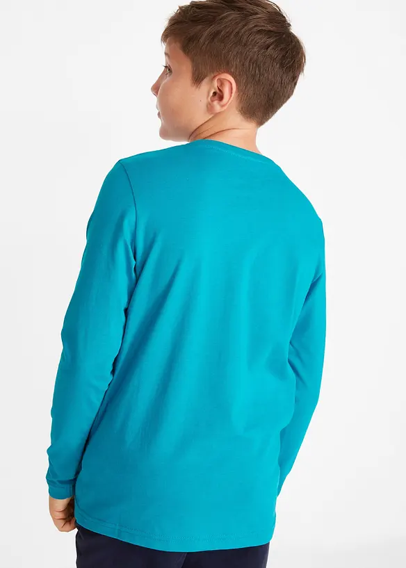 Langarmshirt aus reiner Bio-Baumwolle (2er-Pack) in schwarz von hinten (im Anschnitt) - bonprix