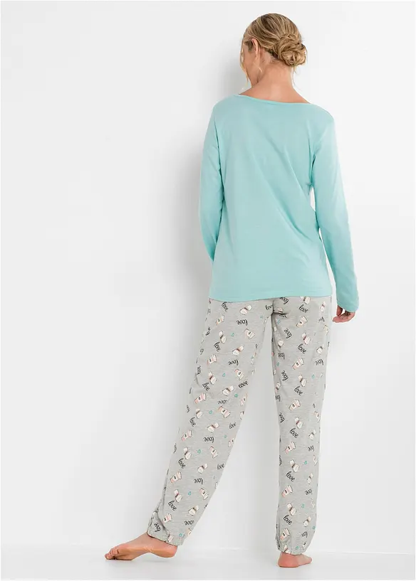 Pyjama mit Bio-Baumwolle in blau von hinten (Totalaufnahme) - bonprix