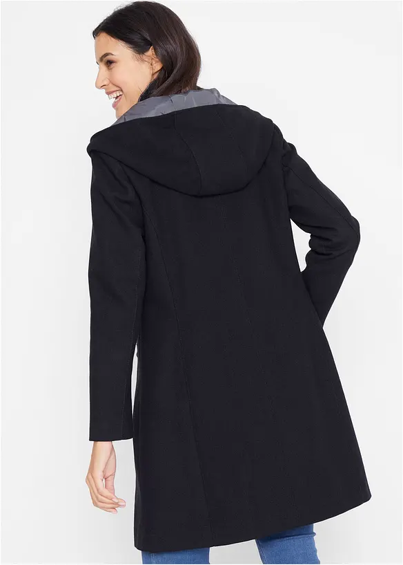 Longjacke mit schrägem Reißverschluss in schwarz von hinten (im Anschnitt) - bonprix