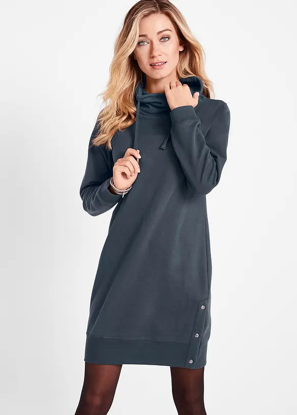 Sweatkleid aus reiner Baumwolle in blau von vorne (Totalaufnahme) - bonprix Sweatkleid aus reiner Baumwolle in blau von vorne (Totalaufnahme) - bonprix