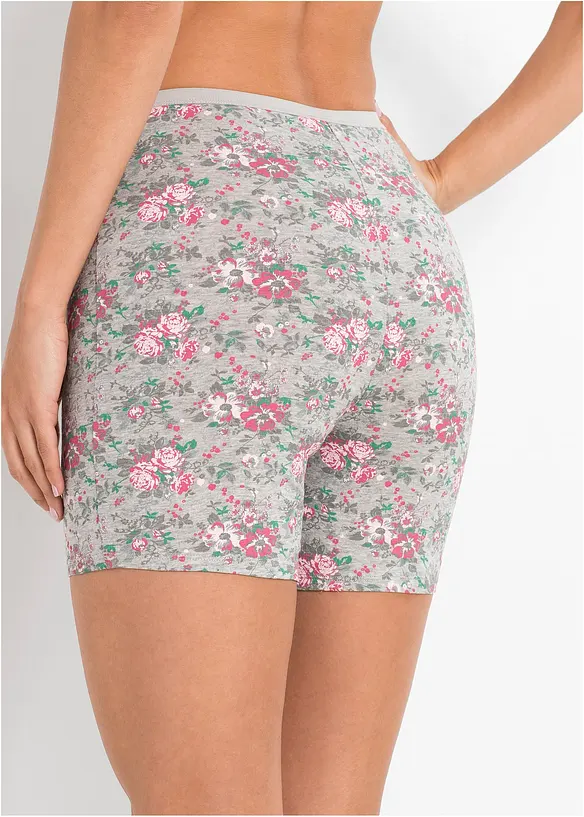 Lange Damen-Boxer mit weicher Baumwolle (4er Pack) in grau von hinten - bonprix