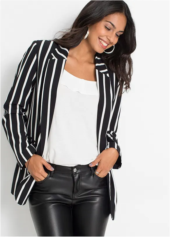 Blazer in schwarz von vorne (im Anschnitt) - bonprix