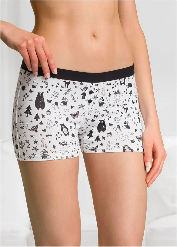 Damen Boxer mit weicher Baumwolle (4er Pack) in schwarz von vorne - bonprix
